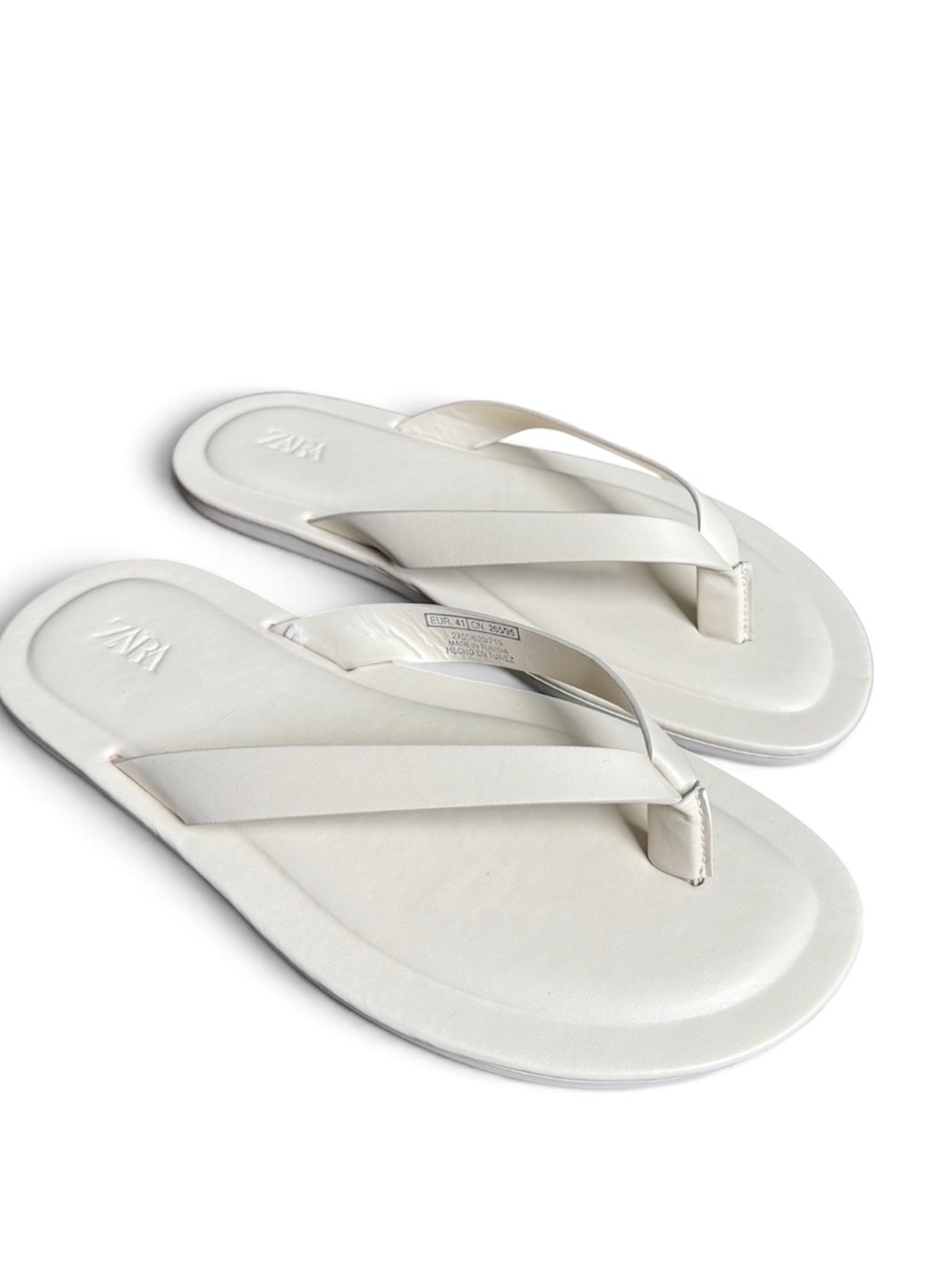 ZARA Off White Minimalist Flip Flop Sandals